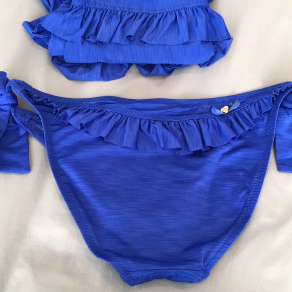 Betsey Johnson Swim Royal Blue Ruffle Two Piece Swimsuit, Size Medium - Picture 16 of 16